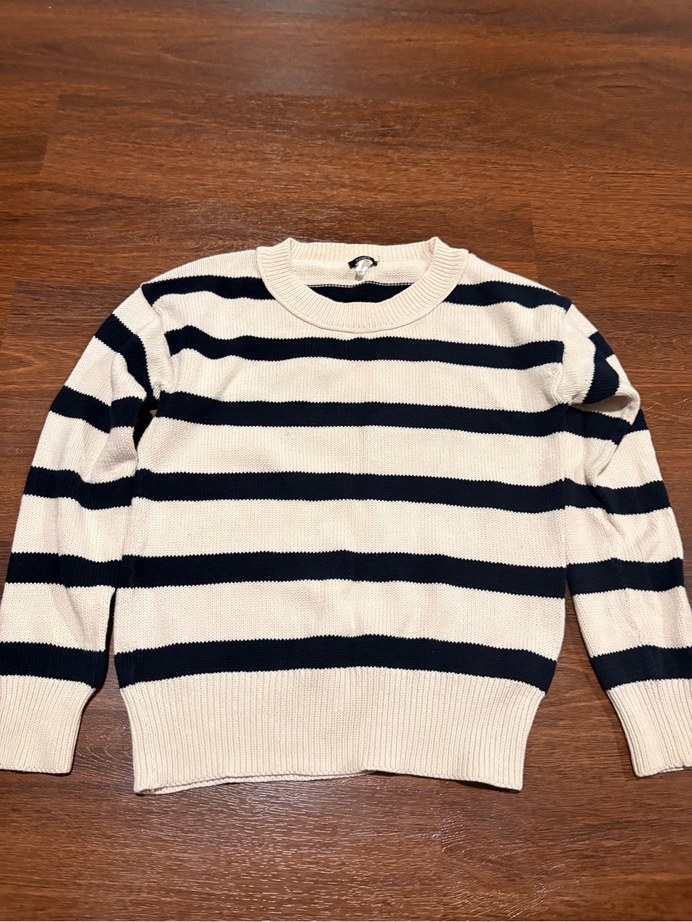 J. Crew Striped Crewneck Sweater in Cream and Black